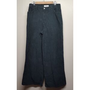 RSQ Corduroy Pants Women Size 30 Green Wide Leg Ribbed Hippie Hipster Grunge